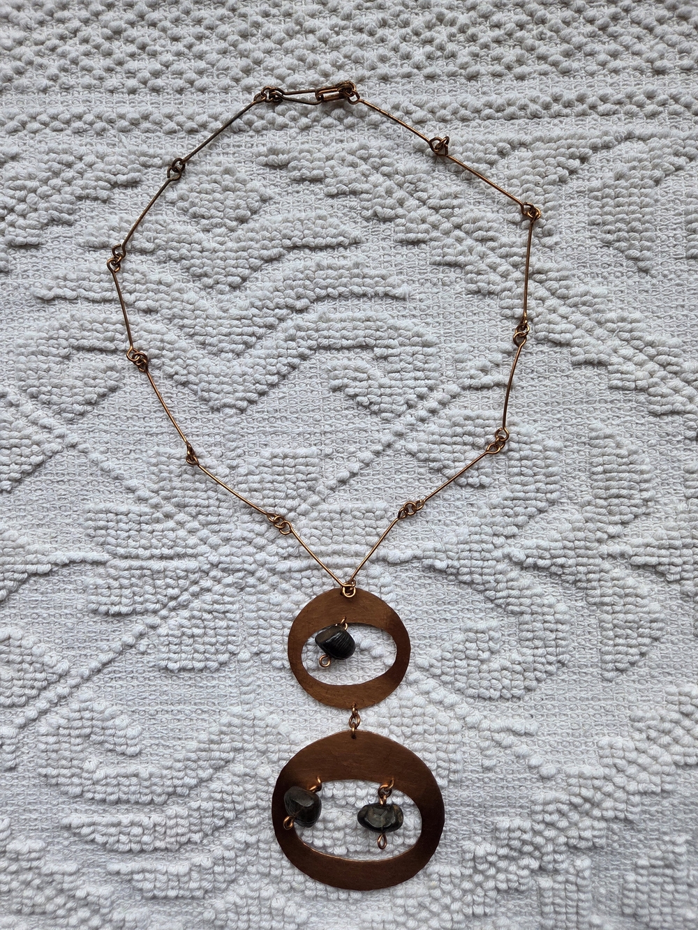 Copper Double Circle Necklace with Accent Beads